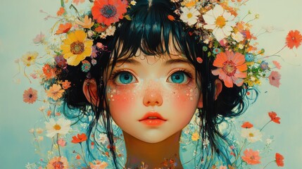 Portrait of a Young Woman with Flowers in Her Hair