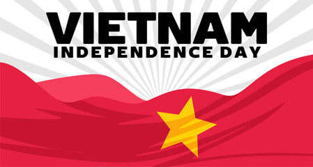 happy vietnam independence day with vietnamese flag
