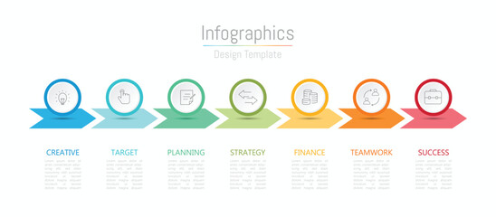 Infographic 7 options design elements for your business data. Vector Illustration.