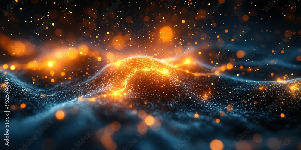 Poster abstract glow and sparkle background with bokeh lights