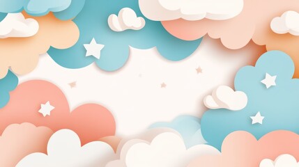 Paper Cutout Cloud Background with Stars