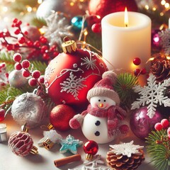 christmas still life with red balls