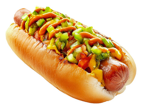PNG Tasty hot dog with toppings on a summer day