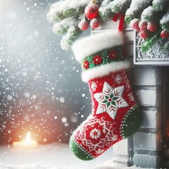 christmas stocking with christmas decorations