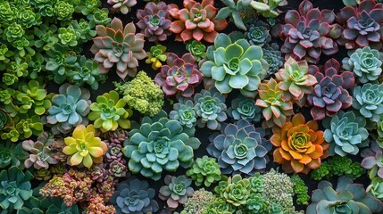 Colorful Succulents Close Up Texture Pattern