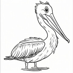 cartoon of a Pelican children coloring book page