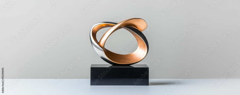 Poster elegant abstract sculpture with intertwined shapes, showcasing a modern artistic design in a minimal