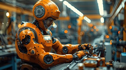 automation robotics engineer working,mechanical system of robotic arm concept of modern technology in industries automated processes automotive