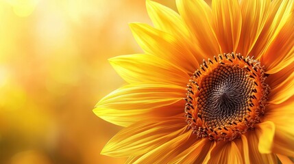 Fototapeta premium Closeup of a Bright Yellow Sunflower with Blurred Background