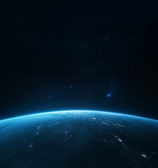 Obraz premium Stunning View of the Earth from Space, a Glimpse of Our Blue Planet Amidst the Vastness of the Universe, Space Exploration and Planetary Beauty