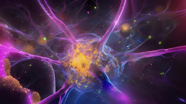 Phase contrast image of a microglia cell extending its processes to communicate with other cells potentially coordinating immune responses.