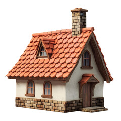 Charming Storybook Cottage with Terracotta Tile Roof and Rustic Brick Facade