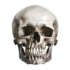 Highly Detailed Photographic Image of a Solitary Human Skull on Plain White Background