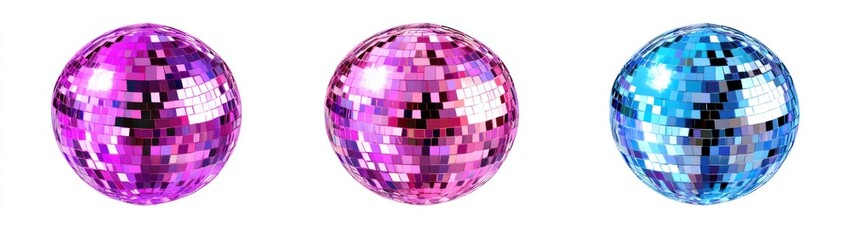 Disco Balls in Purple, Pink, and Blue