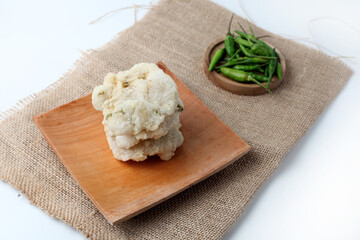 Cireng or fried aci is a traditional street food snack from West Java, made from tapioca flour and garlic.