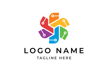 Circle Puzzle Data Link Connection Digital Technology Logo design