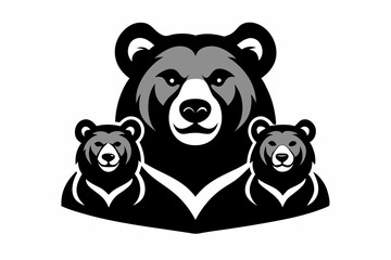 Silhouettes of a Bear with Cubs Mascot Logo Vector Printable Wildlife Graphic Design