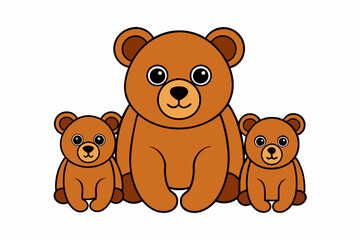 Silhouettes of a Bear with Cubs Mascot Logo Vector Printable Wildlife Graphic Design