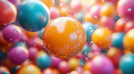 Abstract Colorful Spheres and Bubbles Background