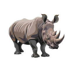 Obraz premium A rhinoceros isolated white background,2d flat vector 