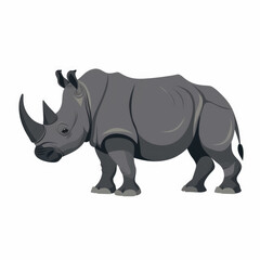 Fototapeta premium A rhinoceros isolated white background,2d flat vector 