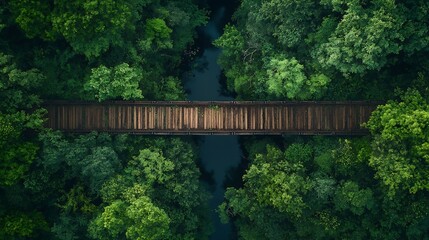 Forest aerial wildlife crossing forming a safe natural corridor bridge for animals to migrate between conservancy areas Environment nature reserve infrastructure engineering eco passag : Generative AI