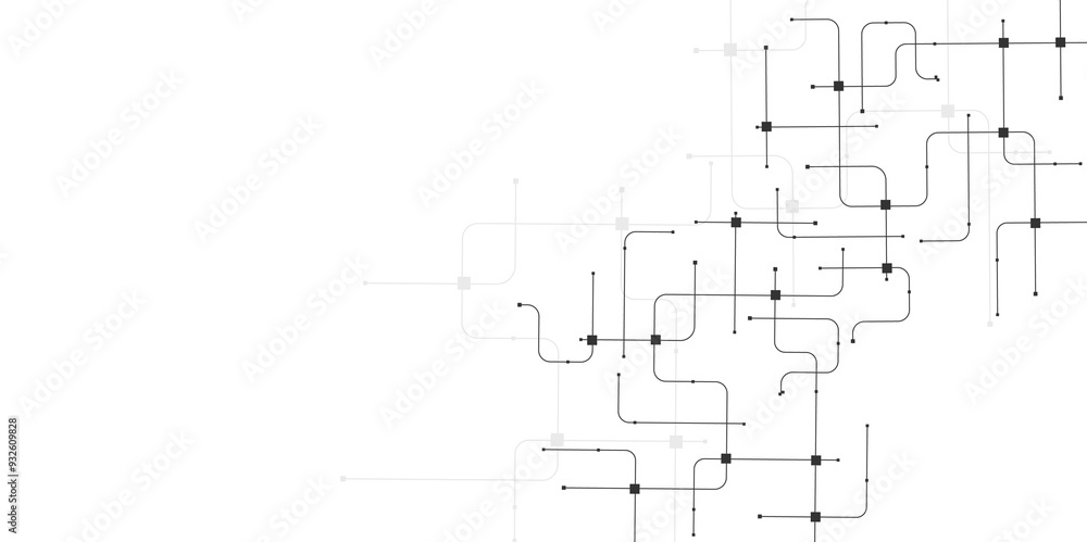 Leinwandbilder Vector abstract technology on a white background. High-tech circuit board connection system, circuit diagram on white background.