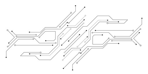 Vector Technology circuit diagram on white background. High-tech circuit board connection system.