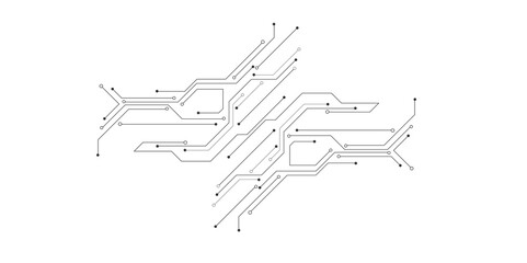 Vector Technology circuit diagram on white background. High-tech circuit board connection system.