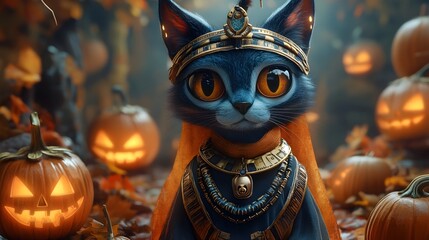 Haunting Halloween Fusion of Ancient Egyptian Mysticism