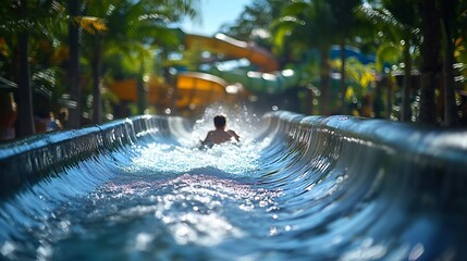 Water Slider Siam Amazing Park Water Park Funny Happy activity fresh cool in Summer season : Generative AI