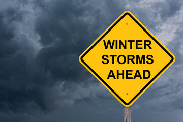 Winter Storm Ahead Warning Sign