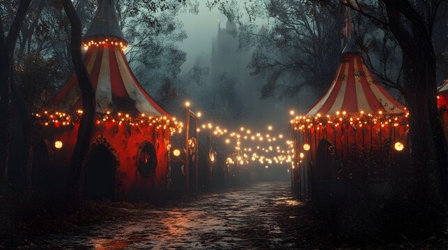 Horrifying Circus Performer in Spooky Halloween Makeup and Costume