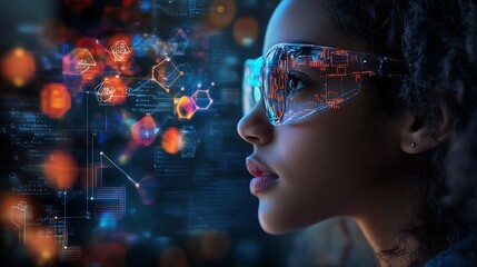 Image of data processing and chemical formula over biracial schoolgirl global science data processing and digital interface concept digitally generated image : Generative AI