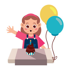 cute girl blowing birthday candle