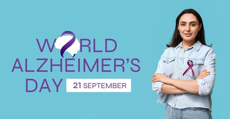 Banner for World Alzheimer's Day with young woman