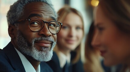 Diverse group of professionals engaged in a work conference showcasing teamwork and collaboration in a modern office environment : Generative AI