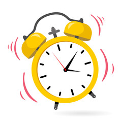 Yellow Clip art Cartoon alarm clock icon isolated on white background. Vector illustration