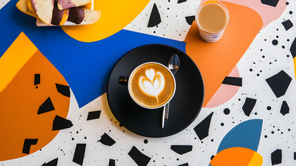 Obraz premium A vibrant menu template with striking, contrasting hues and edgy abstract lines, ideal for adding a bold touch to a contemporary cafe.