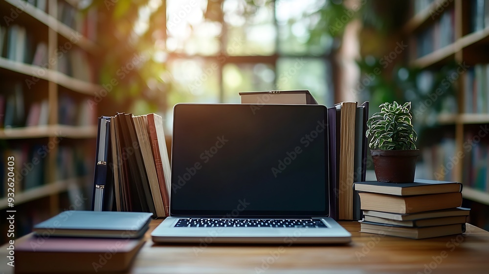 Poster elearning on computer elearning and online education for student and university concept laptop with 