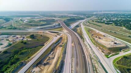 Aerial View of Highway Intersection
