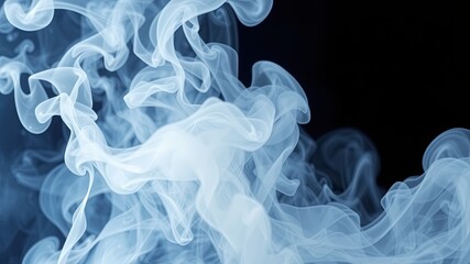 Fototapeta premium Smoke on black, wavy smoke on black isolated background, wavy smoke and black screen wallpaper,