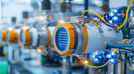 Fototapeta premium Close-up of hydrogen fuel cells in a modern efficient power plant