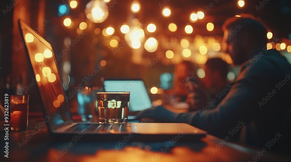 Fototapete business meeting laptop and people for design at night in office creative agency and overtime food f