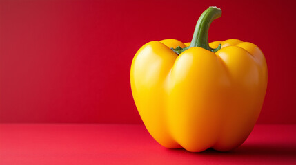 fresh yellow bell pepper isolated on red background