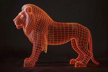 ai generative neon grid lion model
