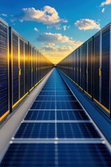 Fototapeta premium Conceptual image of hydrogen energy powering data centers with zero emissions