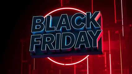 3D red compostion ribbon displaying 'Black Friday' text. Futuristic. modern