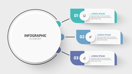 Business Central Circle Infographic Presentation with 3 Circle Label Number and Icon for Workflow