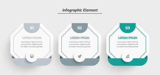 Infographic Design Presentation Business Template with Octagon Label 3 Number and Icon